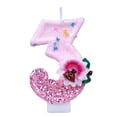 thumbnail image 1 of Floral Cake Topper, Spring Birthday Decor, Pink Glitter Number 3 Birthday Candle With Flower & Ladybug Figurine, Cake Topper for Garden Birthday Party Decorations, Flower K Number 3, 1 of 6