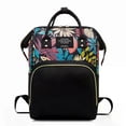 thumbnail image 1 of Baby Diaper Bag Mommy Backpack, navy blue flowers（black）, 1 of 3