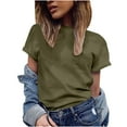 thumbnail image 2 of Daqian Womens Plus Size T-shirts Fashion Casual Women Short Sleeve Solid O-Neck Tops Ladies Tee T-Shirt Blouses for Women Green 10(XL), 2 of 4