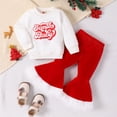 thumbnail image 3 of Daxin Baby Girls Christmas Outfits Letter Printed Long Sleeve Tops+Bell Bottom Pants 2Pcs Clothes Set, 3 of 8