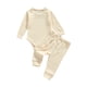 thumbnail image 1 of Conjunto de 2 piezas de ropa para bebé, ribete de encaje, manga larga, mameluco, pantalones de color sólido para niñas (albaricoque / 3-6 meses) Nituyy conjunto de ropa-GLKJ5384-FT56013B2, 1 of 6