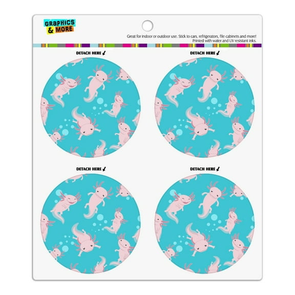 Cute Axolotl Mexican Walking Fish Refrigerator Fridge Locker Vinyl Circle Magnet Set