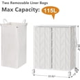 thumbnail image 3 of Laundry Basket with Wheels, 115-142L Laundry Hamper 3 Section with Lid, Dirty Clothes Hamper with Removable Bags, Large Capacity Iron-Made Laundry Basket Organizer Laundry Sorter for Dorm, 3 of 5