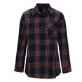thumbnail image 5 of Busydd Womens Flannel Plaid Shacket Jacket Fashion Turndown Collar Long Sleeve Shirts for Women Casual Lightweight Fall Jackets Button Down Blouses Coats Cardigans with Pockets, 5 of 6