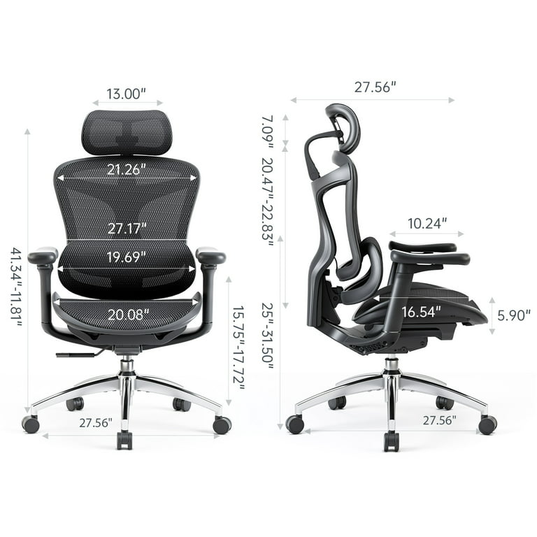 SIHOO Ergonomic Adjustable BLK Office Chair with 3D Arm Rests and Lumbar  Support