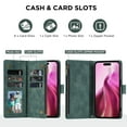 thumbnail image 2 of ELEHOLD Case for iPhone 16 Plus, PU Leather Zipper Wallet Flip Folio Case with Card Holder &  Wrist Strap &  Stand,Green, 2 of 6