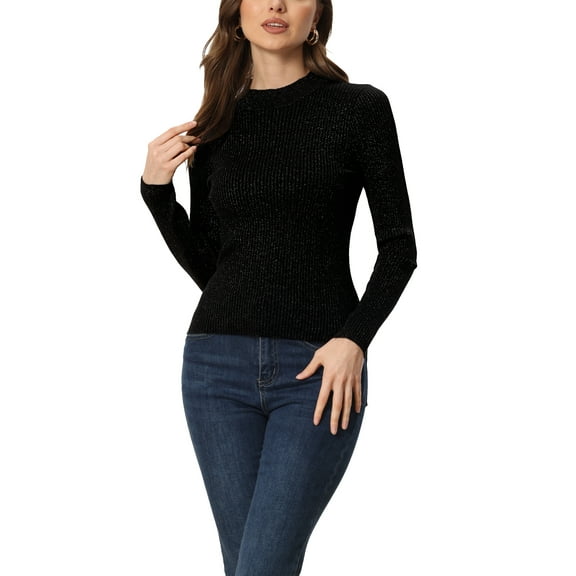 INSPIRE CHIC Women's Turtleneck Sweater Long Sleeve Ribbed Knit Pullover Sweater Top S Black