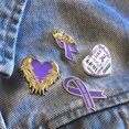 thumbnail image 4 of PinMart's Domestic Violence Awareness Purple Heart Ribbon Unisex Enamel Lapel Pin Set, 4 of 6