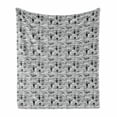thumbnail image 1 of Cartoon Soft Flannel Fleece Throw Blanket, Monochrome Design Funny Rabbits Comic Style Childish Print, Cozy Plush for Indoor and Outdoor Use, 60" x 80", Charcoal Grey and White, by Ambesonne, 1 of 6