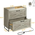 thumbnail image 3 of Lateral File Cabinet with Charging Station for Letter/Legal/A4 Size Hanging Files, Large Wood File Storage Cabinets Printer Stand for Home Office, 3 of 13