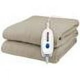 thumbnail image 2 of Pure Warmth Solid Flannel Electric Heated Warming Full Blanket Beige, 2 of 5
