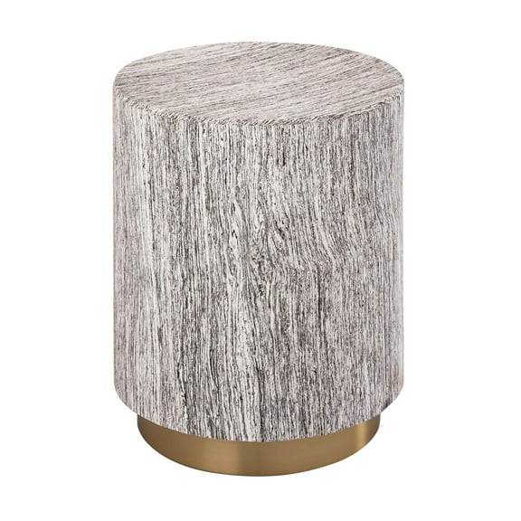 TOV Furniture Dahlia Distressed White Side Table With Gold Base and Rubber Coating