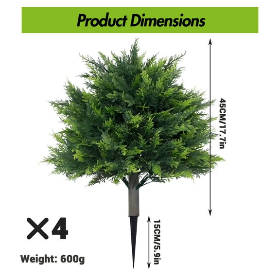 2 Pack Artificial Cedar Topiary Trees with Ground Spikes, UV Resistant Outdoor Indoor Fake Plants for Porch, Patio, Garden Decor - Realistic PE Greenery