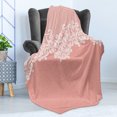 thumbnail image 4 of Peach Soft Flannel Fleece Blanket, Abstract Lace Design Wedding Engagement Inspiration Floral Arrangement Pale Backdrop, Cozy Plush for Indoor and Outdoor Use, 70" x 90", Coral White, by Ambesonne, 4 of 5