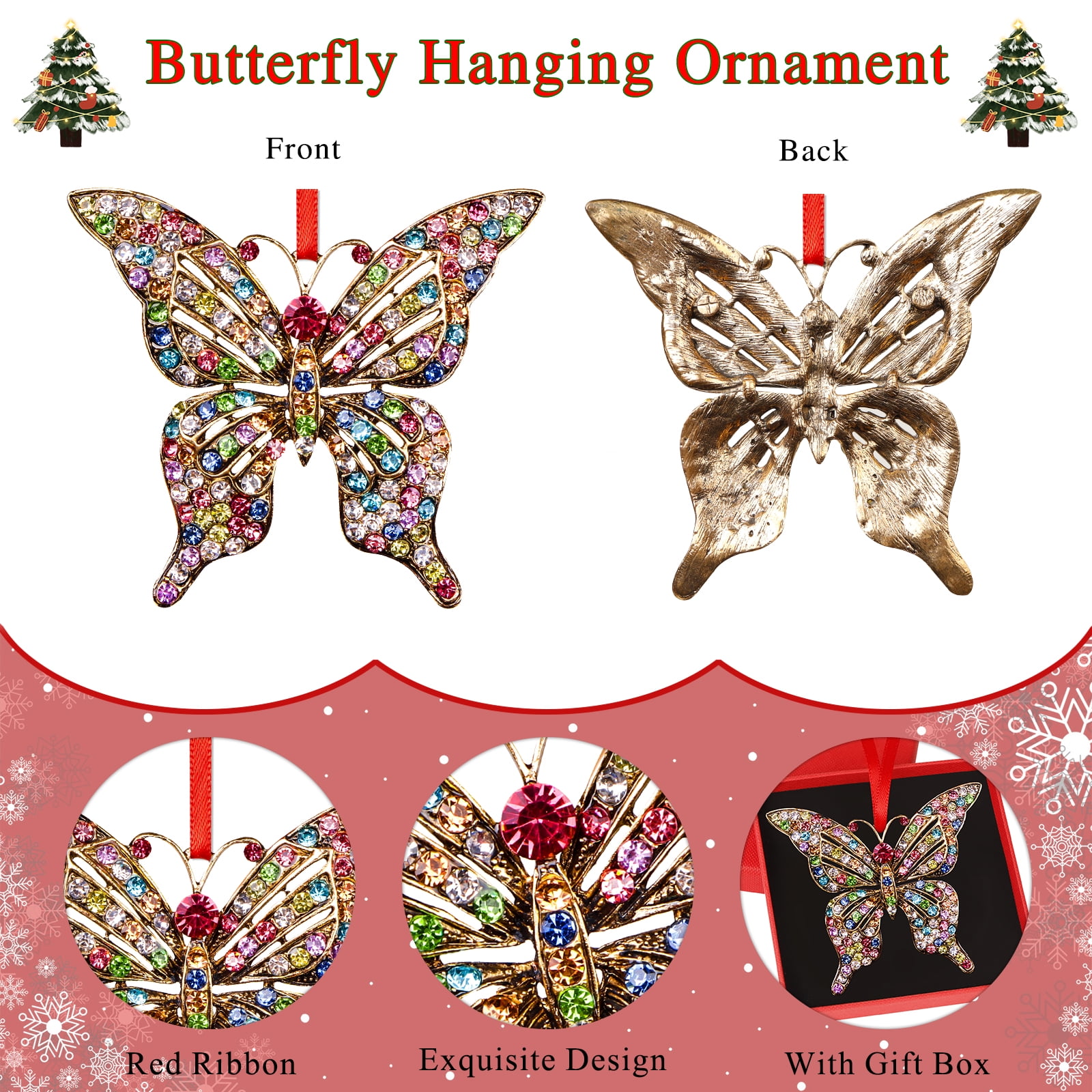 Butterfly Bow Christmas Tree Decoration Large Butterfly Bow - Temu