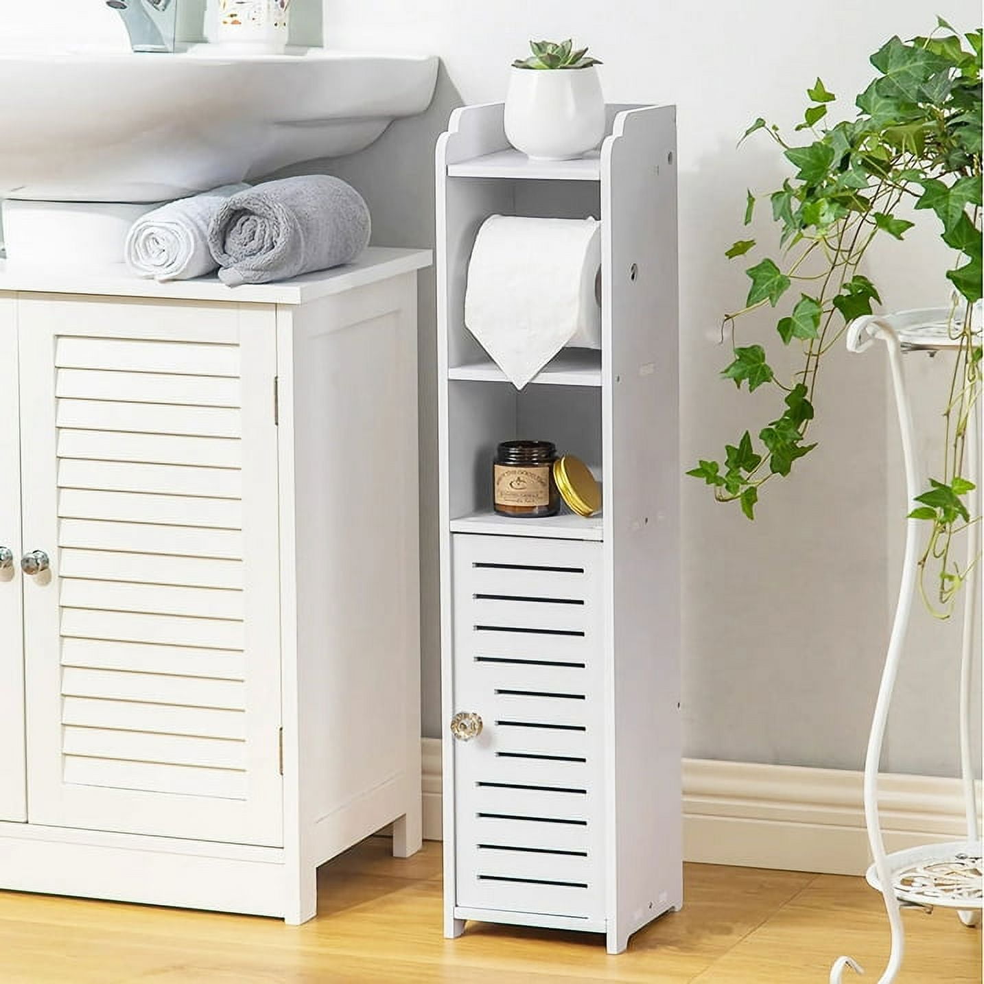 Homeika 2-Door Bathroom Cabinet, 4-Tier Design, Small Space Homeika 2-Door Bathroom Cabinet, 4-Tier Design, Small Space