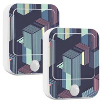 Yayeee 2-Pack Plug in LED Night Lights with Light Sensors Motion Detectors, Cube Stripes