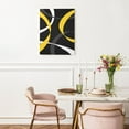 thumbnail image 2 of Modern Abstract Wall Art, Yellow Gray and White Geometric on Black Background Canvas Wall Art, Simple Line Framed Wall Art for Living Room Bathroom Bedroom Kitchen Ready to Hang, 12X16 Inches, 2 of 10