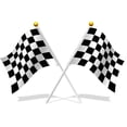 thumbnail image 5 of Bandera de mano a cuadros en blanco y negro de 50 piezas para carreras de motor y decoración de fiestas, 5 of 5