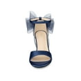 thumbnail image 5 of BLISSFUL STEP Women's Mesh Bow Heels Ankle Strap Open Toe Block Heel Sandals Navy Blue 7, 5 of 7