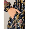thumbnail image 5 of DARING DIVA Floral Elastic Waist Split A-Line Midi Dress XS Blue, 5 of 6