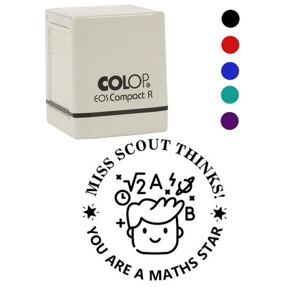 Printtoo Personalized Teachers Stamp You Are A Maths Star Teachers Name Self-Inking Rubber Stamp Appreciation Message For School Classroom & Homework Supplies,Black - 30 x 30 mm