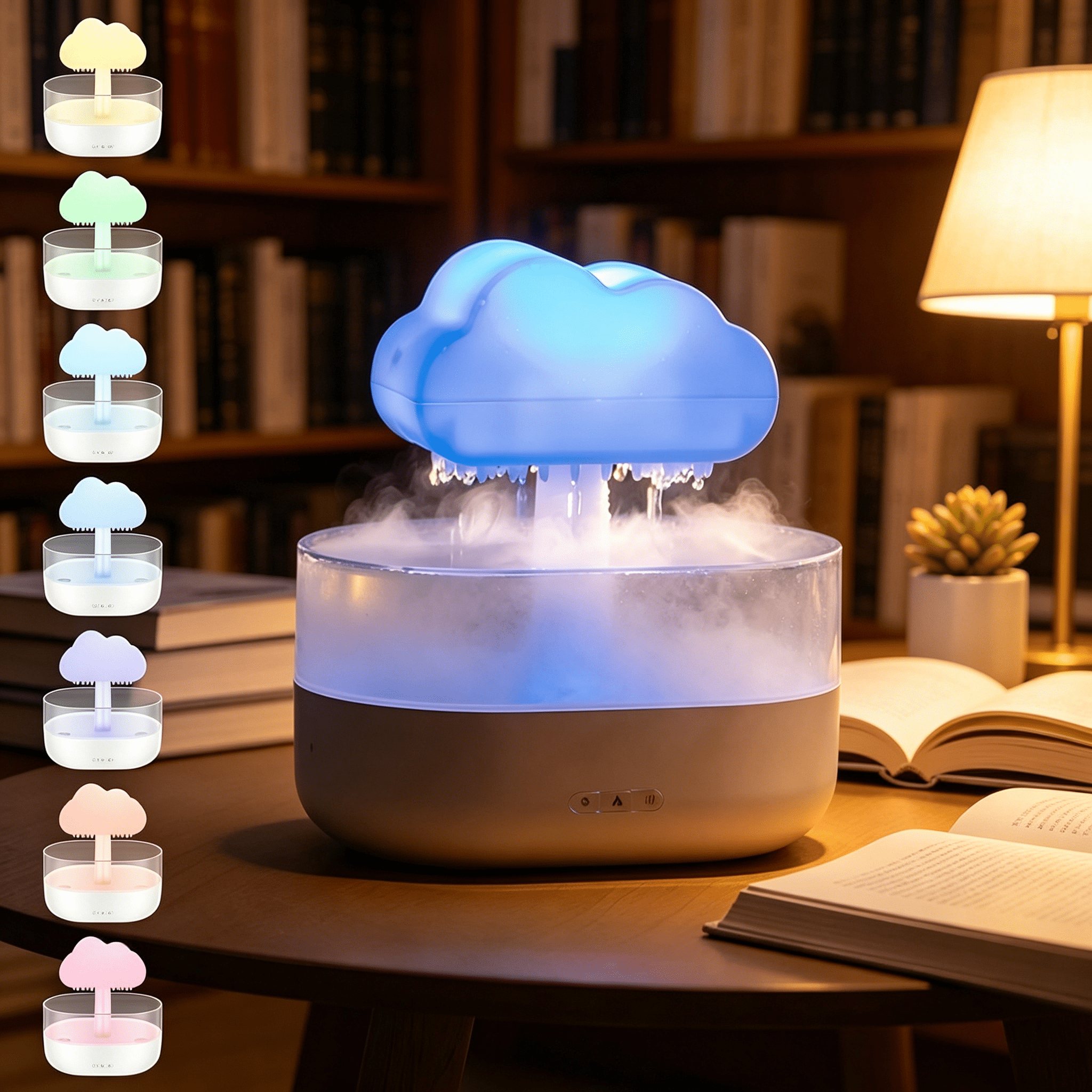 HIBIBUD 2026 New 7 Color Lights Rain Cloud Humidifier,Timing Water Drip Aroma Diffuser,Mushroom Waterfall Lamp for Home Office Bedroom Humidifier Water Treatment