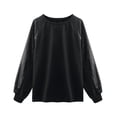 thumbnail image 4 of Honeeladyy Clearance under 5$ Women's Shiny Sequins Decoration Blouse Raglan Long Sleeve Casual Tops Sequin Patchwork Comfy Loose Crewneck Pullover Black, 4 of 7