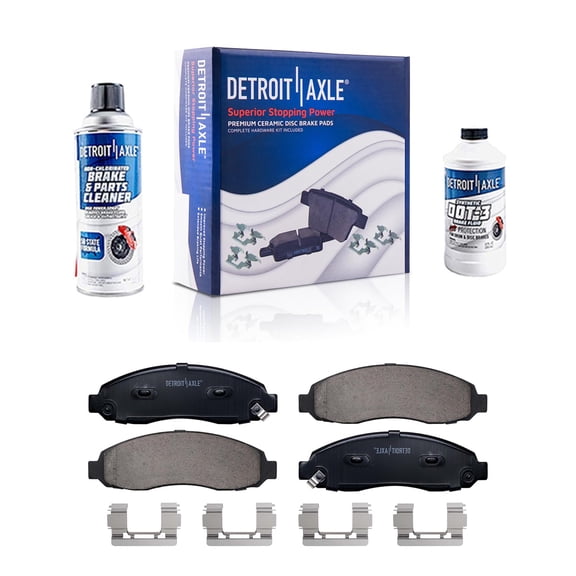 Detroit Axle - Front Ceramic Brake Pads with Hardware Set Replacement for 2003 2004 Dodge Dakota 3.7L 4.7L - 4pc Set