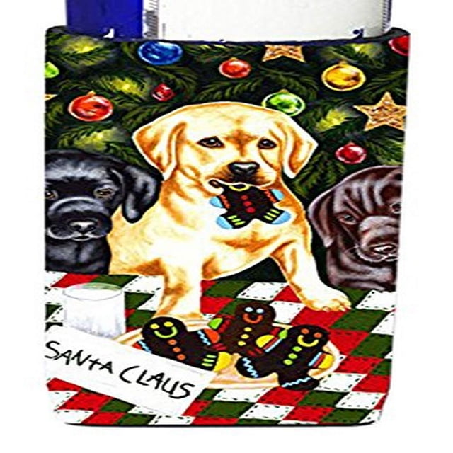 ""Los Tesoros De Caroline Ayudantes De Papá Noel En Medias Navideñas Labrador Michelob Ultra Koozies Para Latas Delgadas Multicolor""