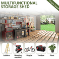 thumbnail image 5 of MUCHANT 10'x10' Outdoor Metal Storage Shed with Updated Frame Structure and Lockable Doors, Steel Garden Tool Sheds for Backyard, Patio, Lawn, Gray, 5 of 6