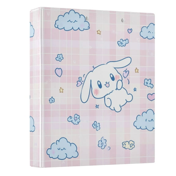 Cinnamoroll Flying in Sky Hardcover 3 Ring Binder 1.5” Round Rings Letter Size Paper Pockets for School Office Supplies