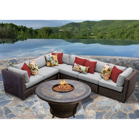 Tk Classics Venice 7 Piece Outdoor Sectional Set With Tempe Fire