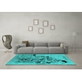 thumbnail image 3 of Ahgly Company Machine Washable Indoor Rectangle Oriental Turquoise Blue Industrial Area Rugs, 5' x 7', 3 of 4