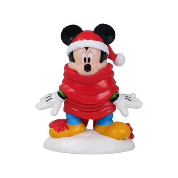 Disney Mickey Mouse Christmas Village Figurine – Santa Hat & Scarf