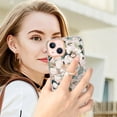 thumbnail image 4 of Allytech Floral Series Soft TPU Back Cover Ring Holder Kickstand Bumper Translucent Shockproof Slim Shell Cell Phone Case Cover for Apple iPhone 13, Flower, 4 of 4