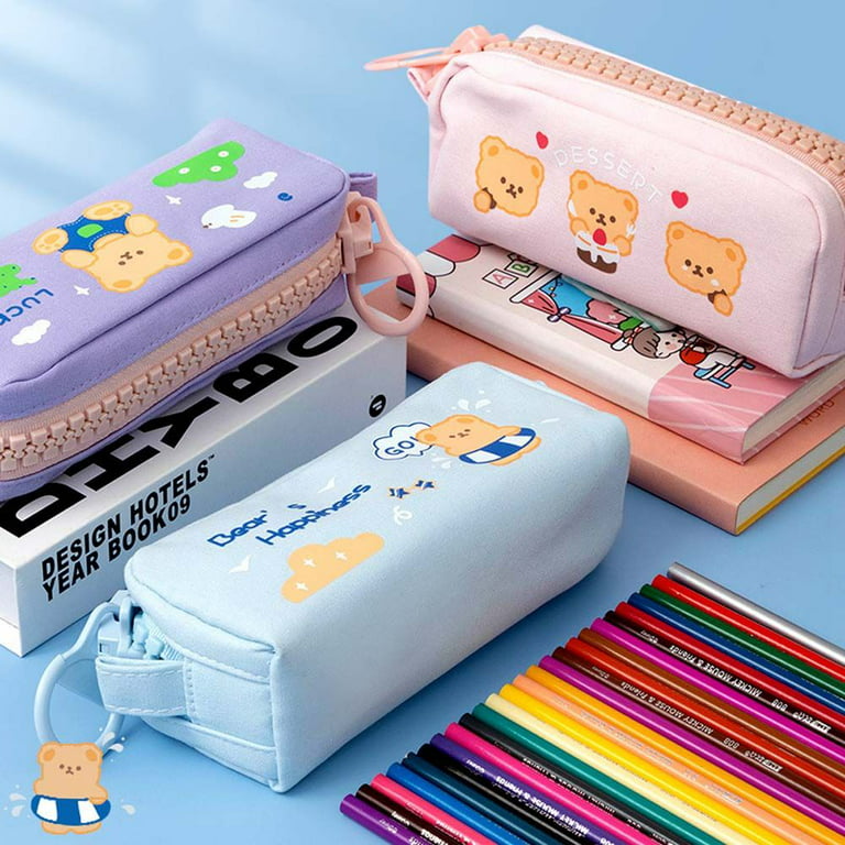Kawaii Multifunctional Large Capacity Decompression Pencil Case Girls  ,School Supplies Pen Pouch Cute Korean Stationery Pencil Boxes Holiday Gift  Storage Bag