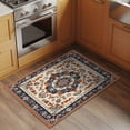 thumbnail image 3 of Vintage Floral Washable Area Rug 2 x 3 ft Orange Navy Classical Bohemian Farmhouse , Soft Non Slip Rugs Stain Repellent Indoor Felt Carpet for Living Dining Room Bedroom Home Office, 3 of 9