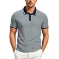thumbnail image 2 of Mens Polo Shirts with Collar Solid Color Summer Casual Button Business Commuting Short Sleeved Golf Shirts for Men Grey XXL, 2 of 5