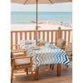 thumbnail image 2 of 60x84 Inch Outdoor Tablecloth with Umbrella Hole Zipper Rectangle Blue Brown Rectangular Tablecloths Outside Waterproof Modern Chevron Waves Khaki Geometric Stripes Patio Table Cover for Picnic Party, 2 of 8