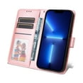 thumbnail image 5 of Wallet Case for iPhone 13 Mini, Flower Pattern Luxury PU Leather Drop Resistant Flip Folio Phone Case with Kickstand Card Slots Cash Holder Magnetic Clasp Cover for iPhone 13 Mini 5.4 Inch,Rosegold, 5 of 11