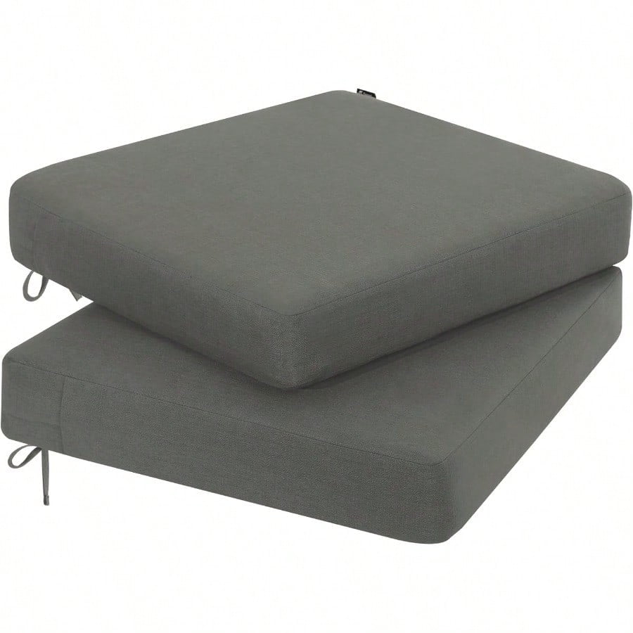 Outdoor Chair Cushion 22 x 22 x 3 Inch Rainproof 3Year Fade Resistant Patio Furniture Cushions with Removable Cover and Adjustable Ties for Garden Sofa Couch Pads Set of 2 Dark Gray