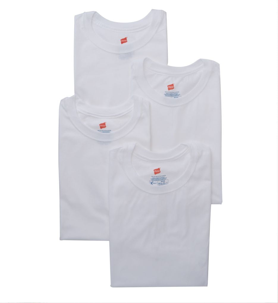 Men's Hanes YXT1W4 XTEMP Combed Cotton Crew TShirts 4 Pack (White L