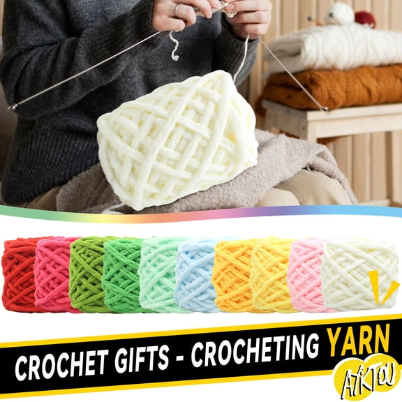 AYktou Chunky Yarn -Thick Yarn Chunky Blanket Yarn for Crocheting,Hand-woven Thicked Plush Chenille Yarn Super Soft Plush Yarn for Crafted DIY Crochet Sweater Blanket Scarf