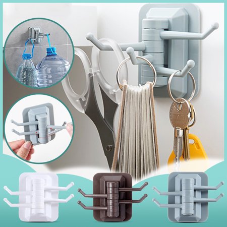 

WGOUP Sticky Hook Household Strong Punch-Free Hook Creative Foldable Multifunctional Hook Rack Rotatable Wall Sticker Hook Suitable For Bathroom Kitchen White(Buy 2 Get 1 Free)