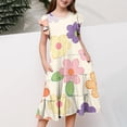 thumbnail image 5 of LEWKW Toddler Girl's Swing Dress Large Flower Print Ruffle Sleeve Soft Casual A-Line Sundress for Spring Holiday Garden Party and Easter, 5 of 5