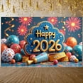 thumbnail image 2 of Blue Shape New Year Banner Golden Letters 2026 Banner Star Decorated Firework Design Happy New Year Banner for New Year Eve Holiday Celebration Party Decoration, 2 of 7