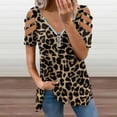 thumbnail image 2 of Golden Leopard Womens Summer V Neck Zipper Top Short Sleeve T Shirt Off Shoulder Top Casual Classy Loose Shirts, 2 of 7
