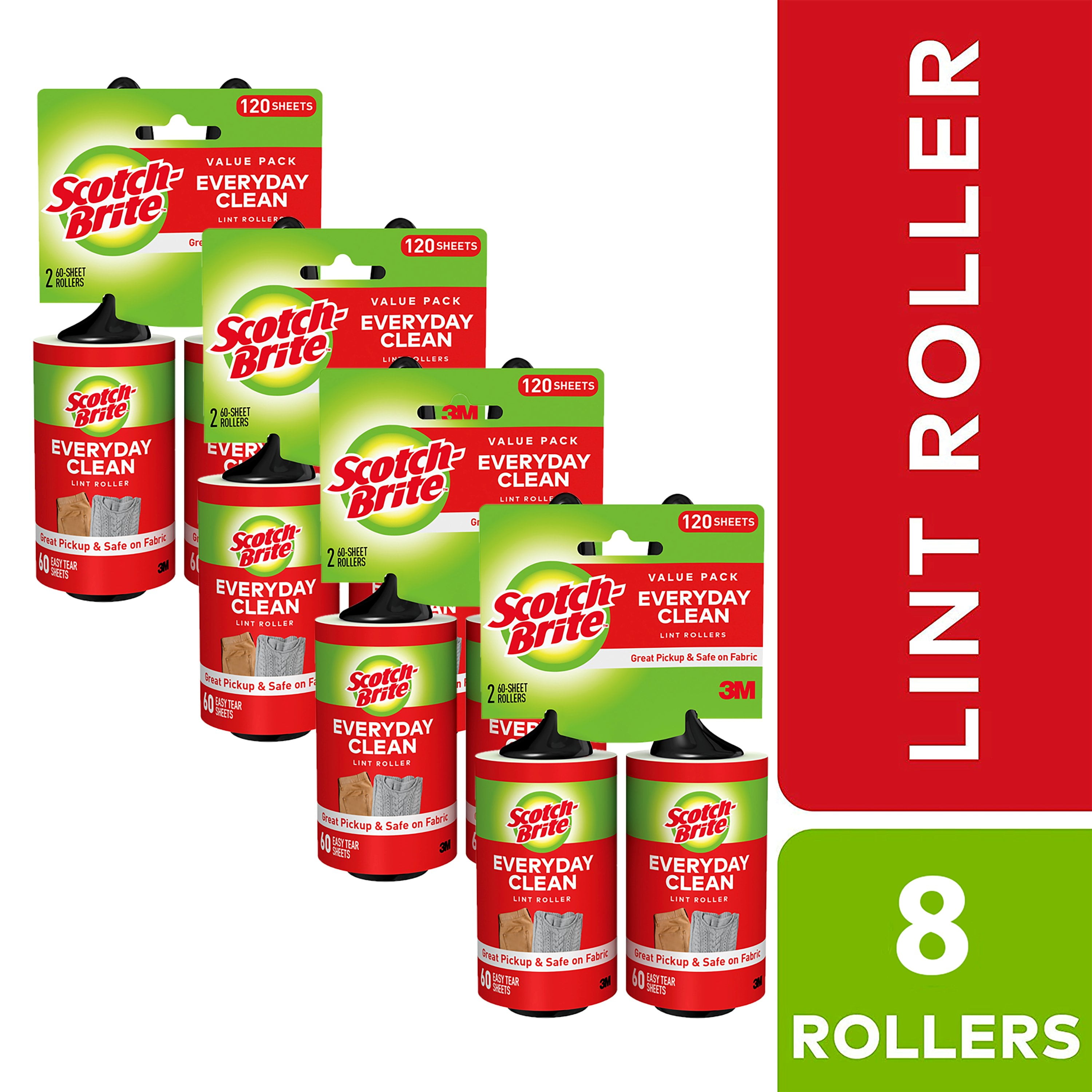 ScotchBrite Lint Roller, 8 Count Value Pack, 60 Sheets per Roller