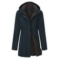 thumbnail image 4 of Vinsonshop Womens Rain Jacket Long Raincoat Womens Zip Up Jacket Waterproof Coat Women Hooded Trench Coat Women Long Fall Jackets for Women Waterproof Jackets for Women Dark Blue M, 4 of 9